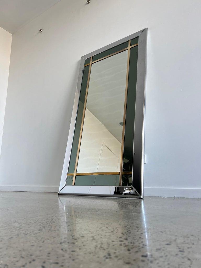 Specchio da parete o da appoggio di Romeo Rega in ottone e cromo in vendita 3