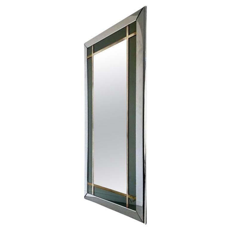 Wall or Standing Mirror by Romeo Rega in Brass and Chrome