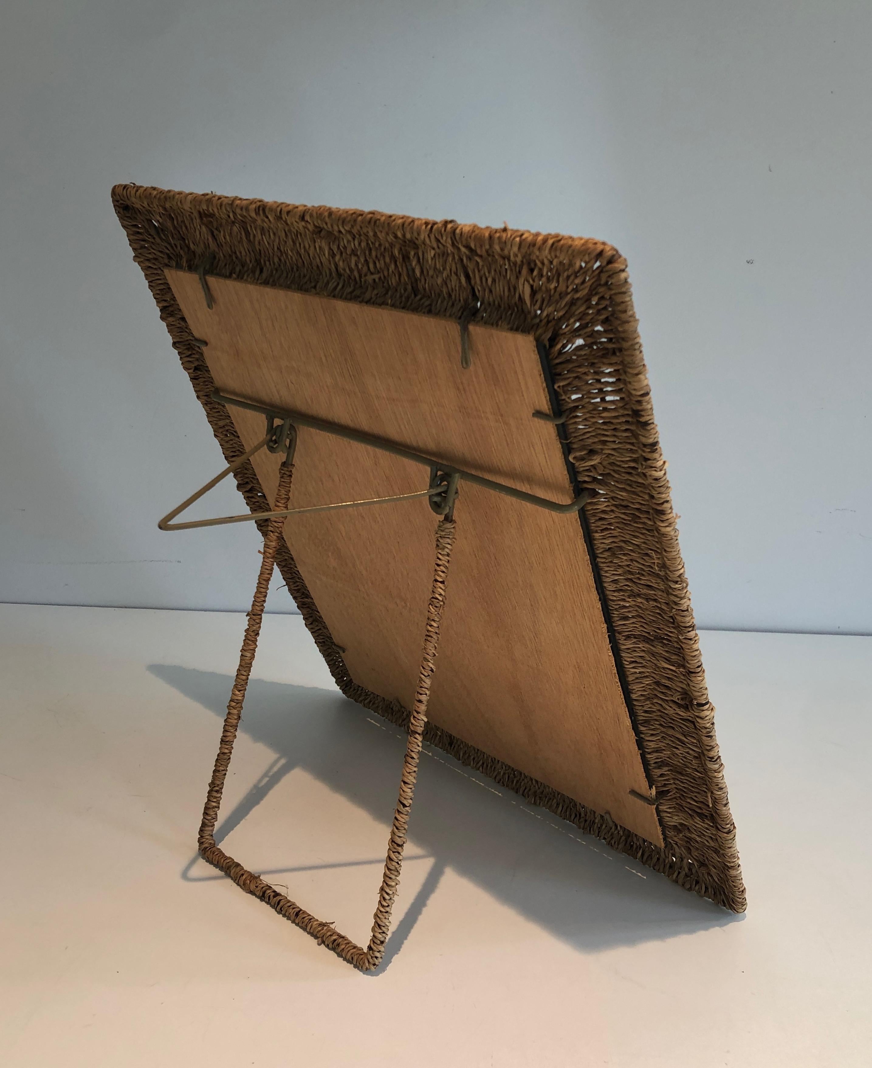 Wall or Standing Rope Mirror, in the Style of Audoux Minet, circa 1970 For Sale 5