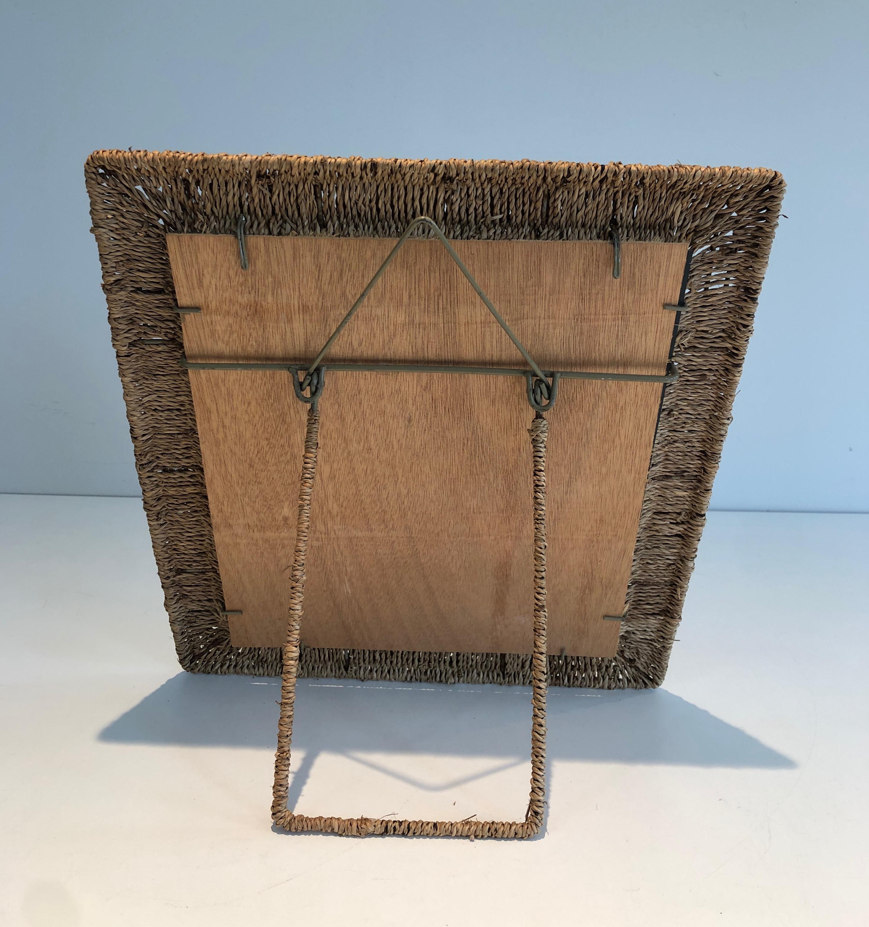 Wall or Standing Rope Mirror, in the Style of Audoux Minet, circa 1970 For Sale 6