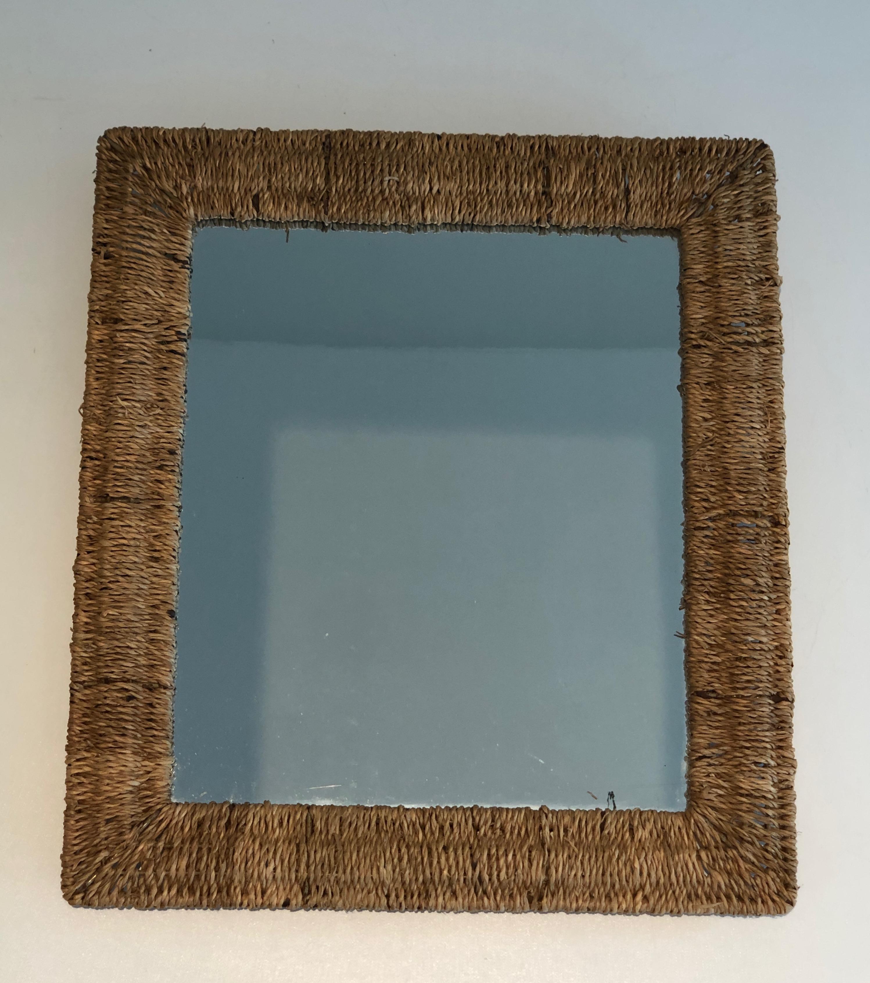 Wall or Standing Rope Mirror, in the Style of Audoux Minet, circa 1970 For Sale 9