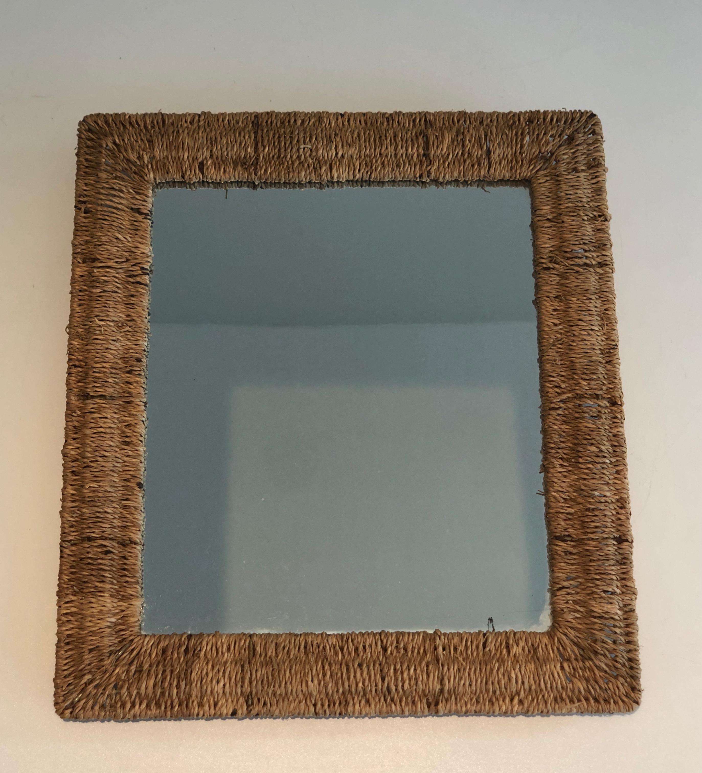 Wall or Standing Rope Mirror, in the Style of Audoux Minet, circa 1970 For Sale 12