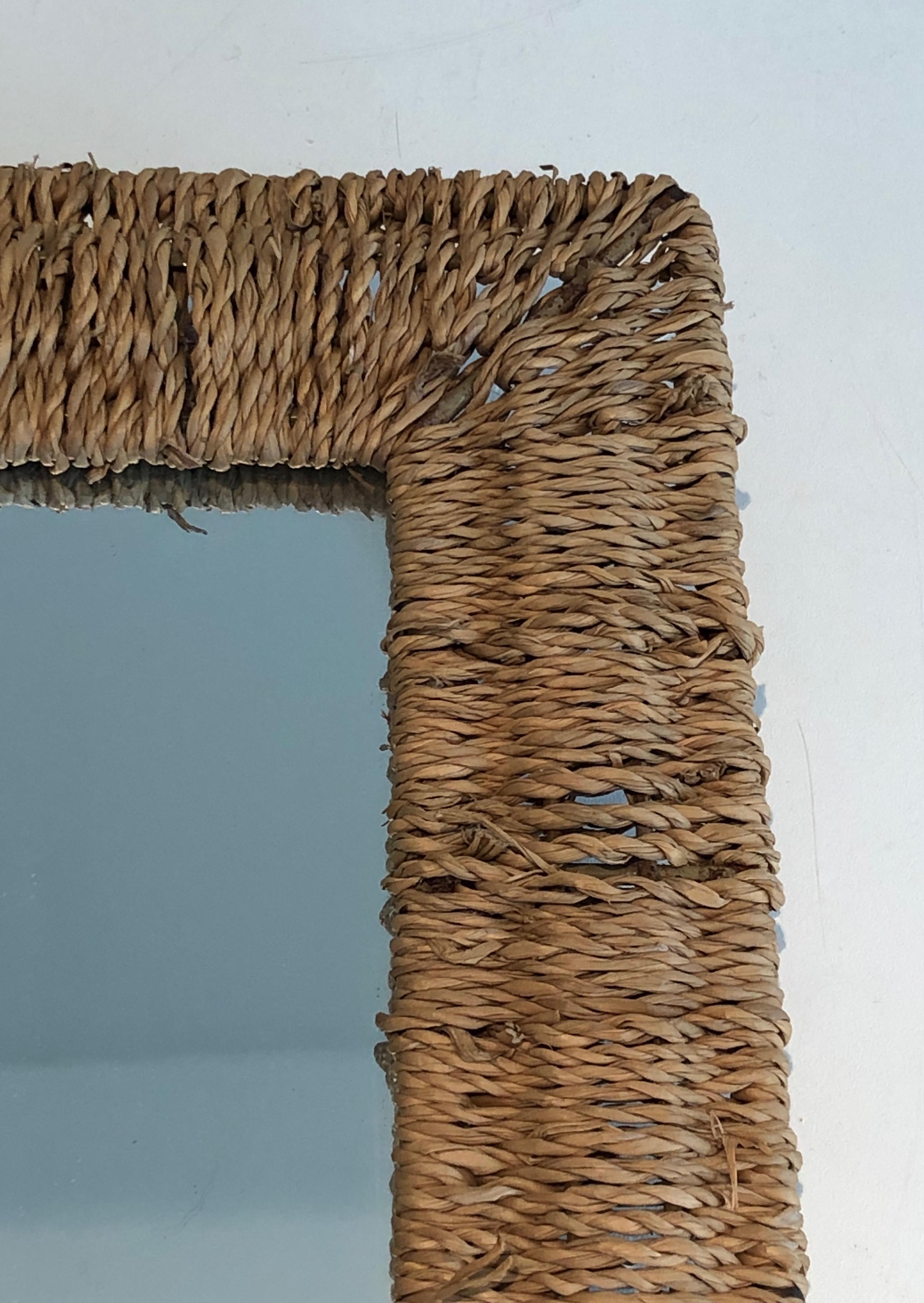 Wand- oder Stand-Seilspiegel, im Stil von Audoux Minet, um 1970 im Angebot 3
