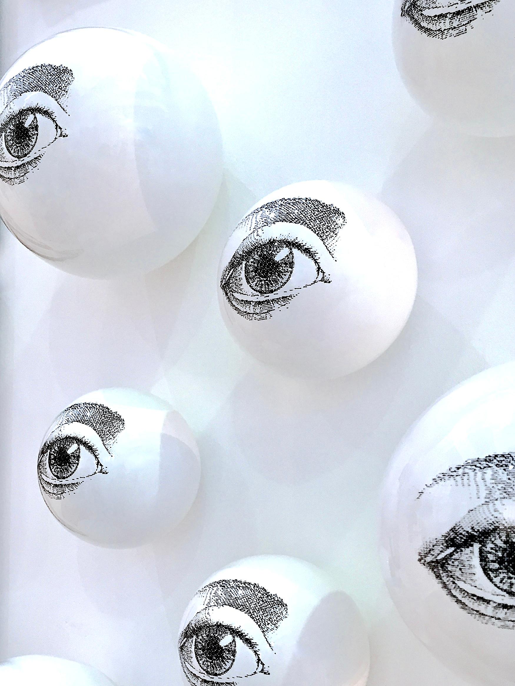 Contemporary Glossy White Stoneware Wall Ornament, Minimalist Design, EYE_10 For Sale 9