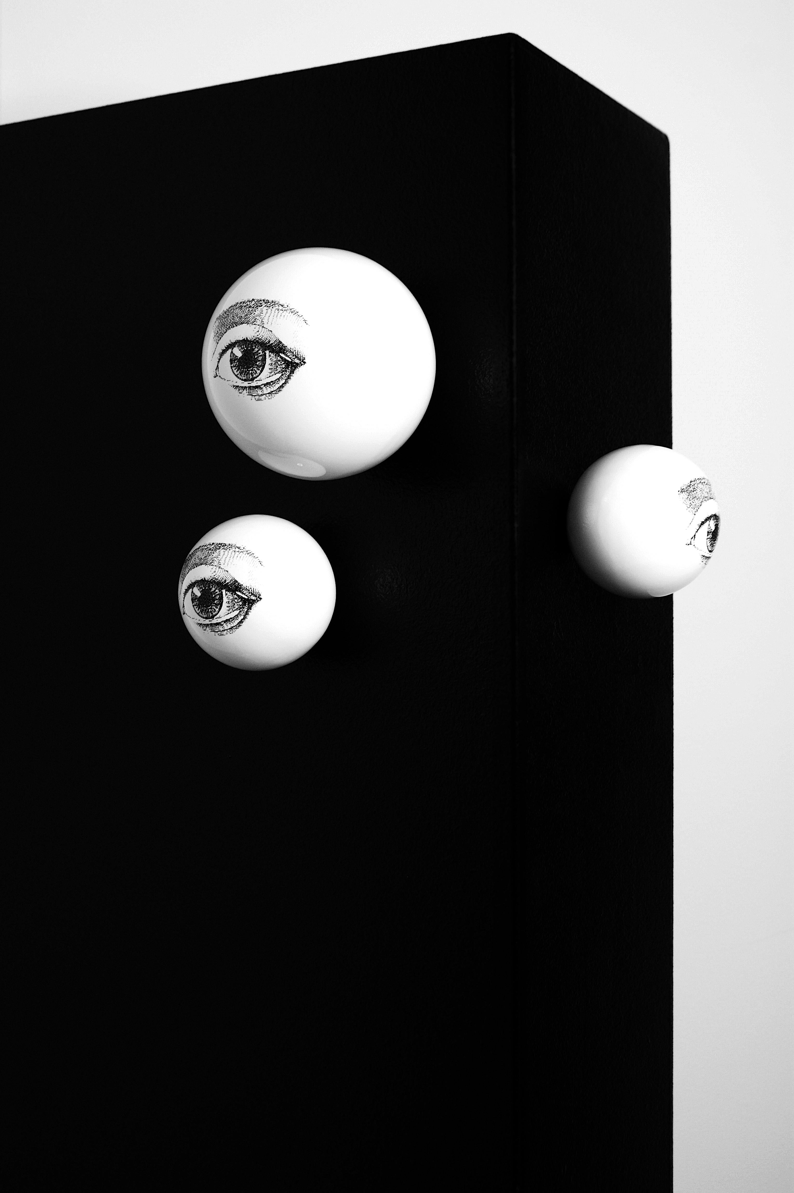 Contemporary Glossy White Stoneware Wall Ornament, Minimalist Design, EYE_10 For Sale 10