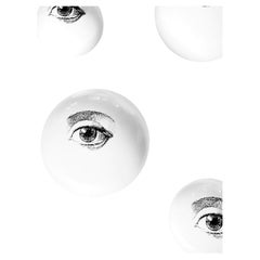 Ornamento da parete contemporaneo in gres bianco lucido, design minimalista, EYE_15