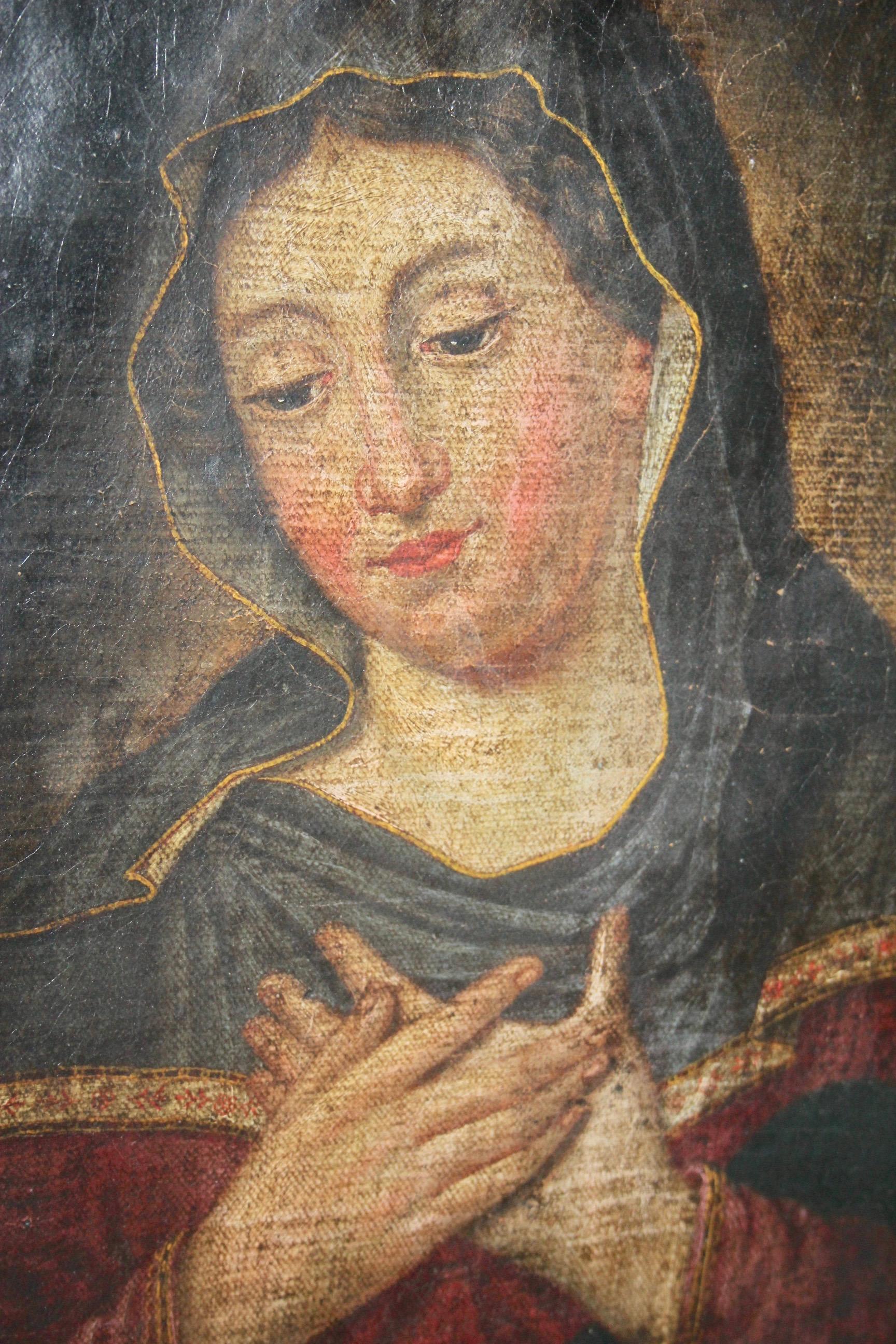 Wandgemälde von Felix Cortey  „Porträt de la vierge Marie“ (18. Jahrhundert) im Angebot