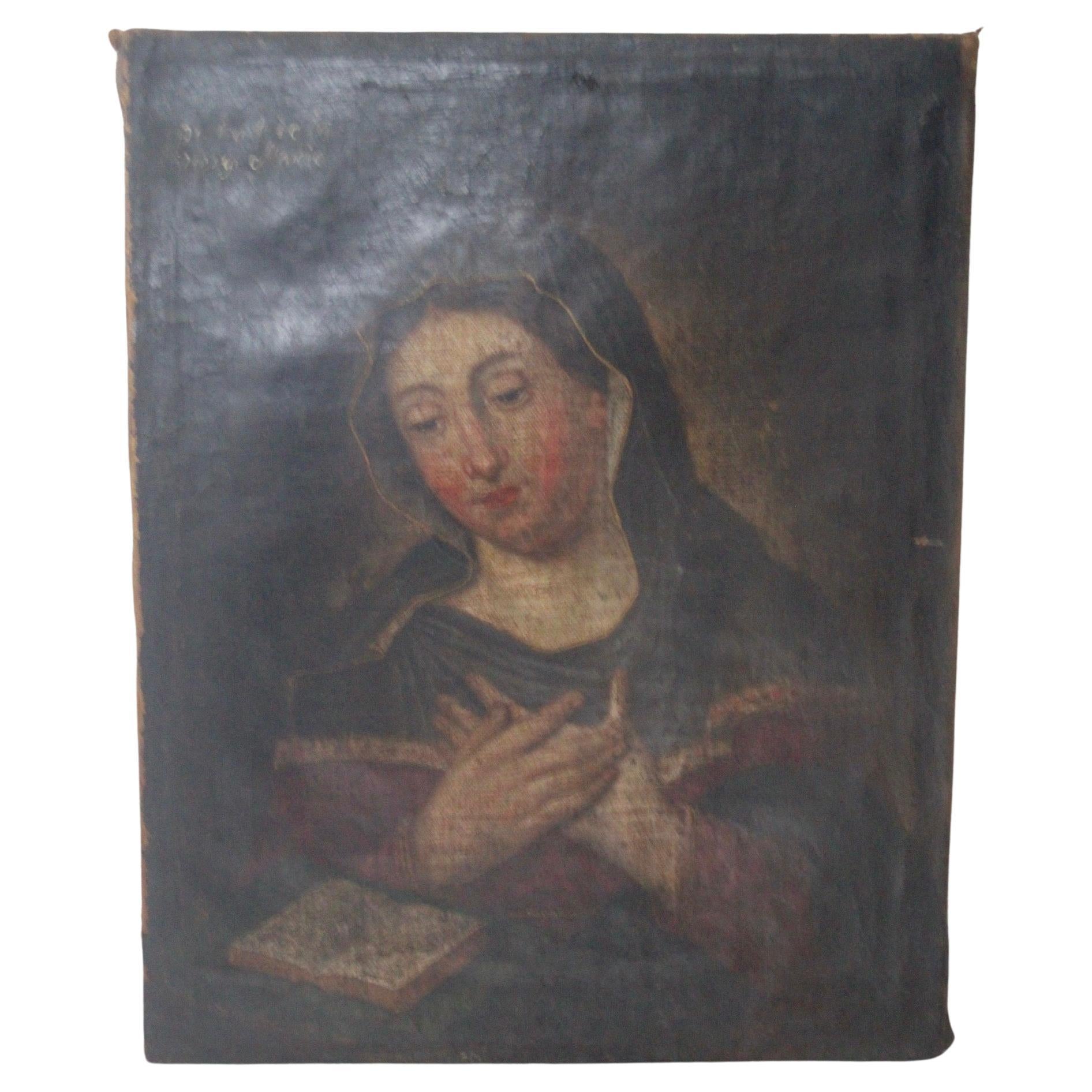 Wandgemälde von Felix Cortey  „Porträt de la vierge Marie“ im Angebot