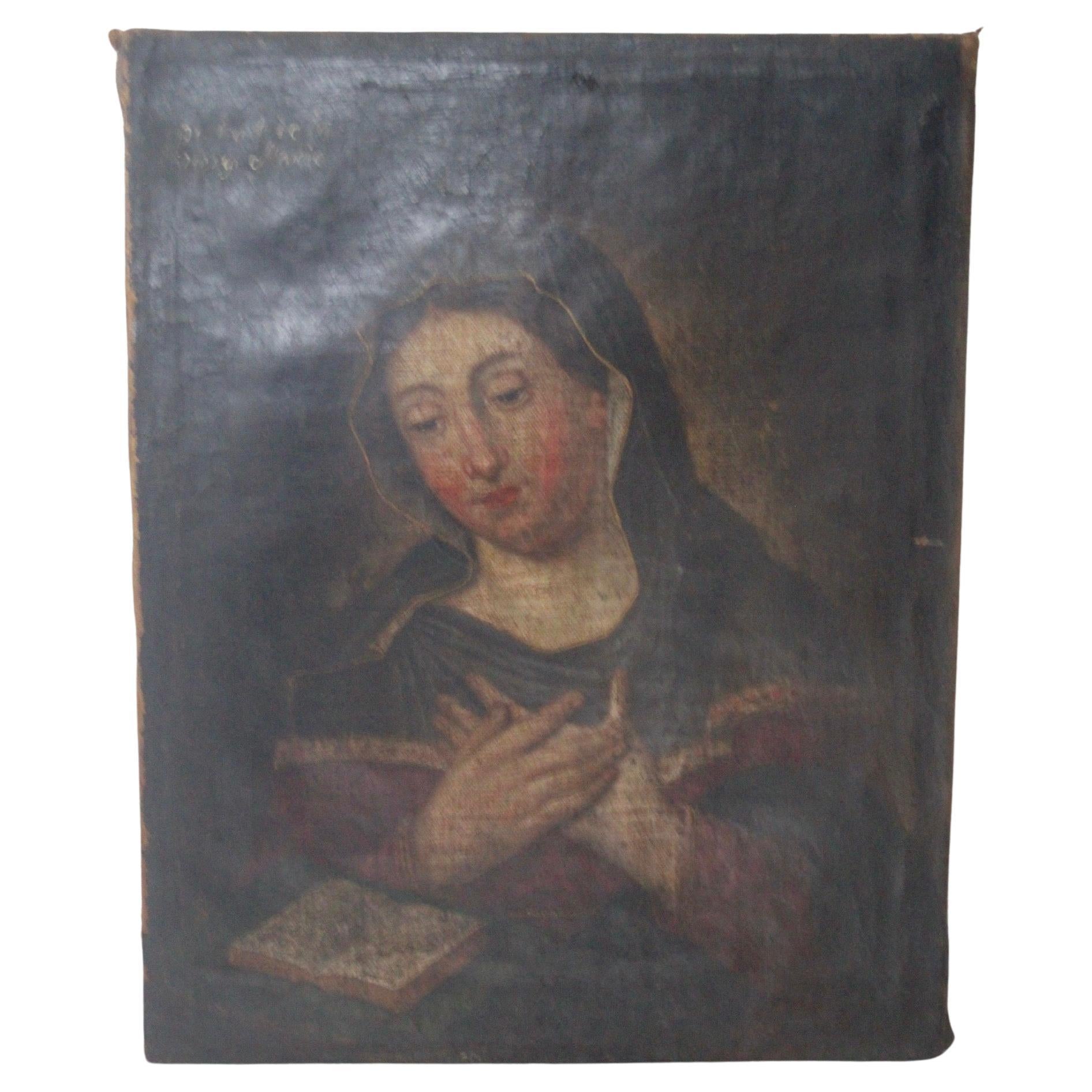 Wall painting by Felix Cortey  " portrait de la vierge Marie "