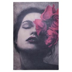 Red Rose Wall Painting by Malerba, Hand-Crafted Modern Italian Art