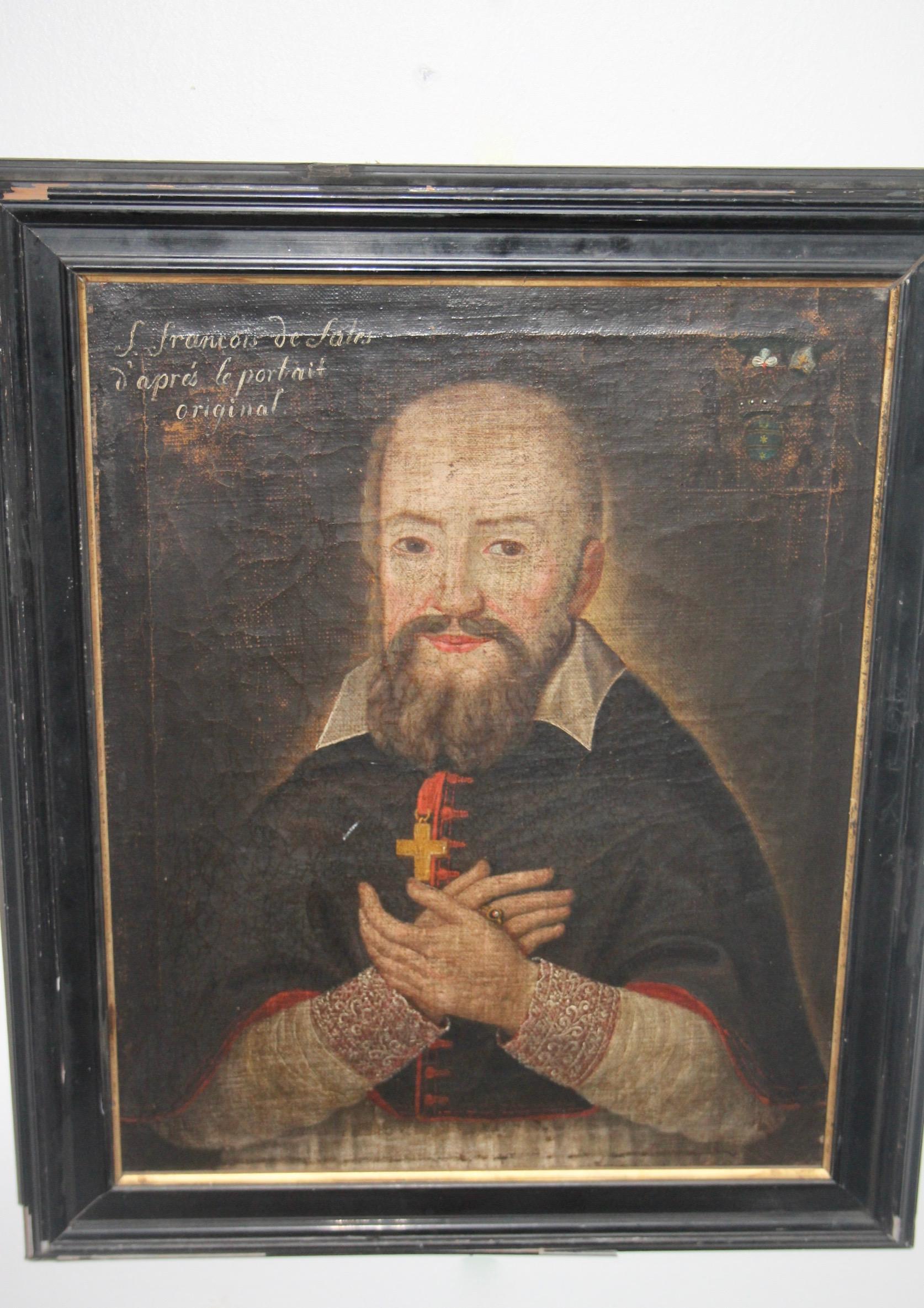 Wall painting title St Francois de Sales by Cortey de Bagnes  In Good Condition For Sale In grand Lancy, CH