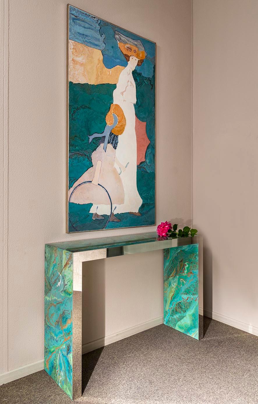 Scagliola Pannello da parete Ritratto fatto a mano in Italia  omaggio a Kandinsky disponibile in vendita