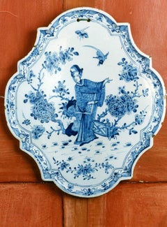 Wall Plaque Dutch, 18th Century, Delftware, Blue and White, Chinoiserie, Pottery
