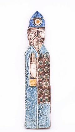 Wall Plaque, Lisa Larson, Gustavsberg, Blue Bishop