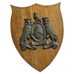 Wall Plaque Mounted with Bronze Coat of Arms of the city of Leeds