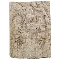 Wall Plaque of Female Figure with Great Texture and Patina, Mid-20th Century