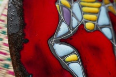 Wall plate in lava and enamel ceramic Marcello Fantoni style