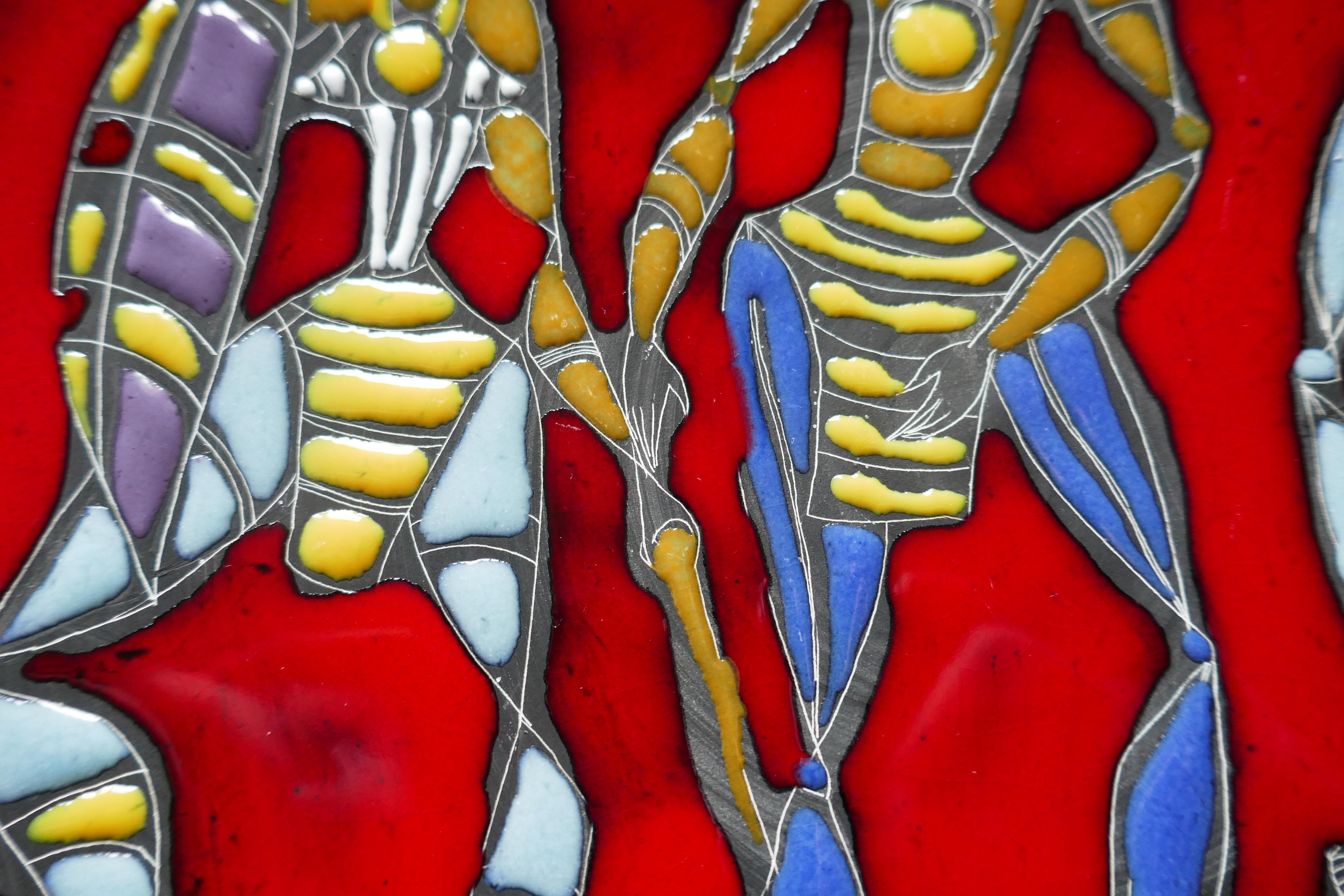 Ceramic Wall plate in lava and enamel ceramic Marcello Fantoni style For Sale