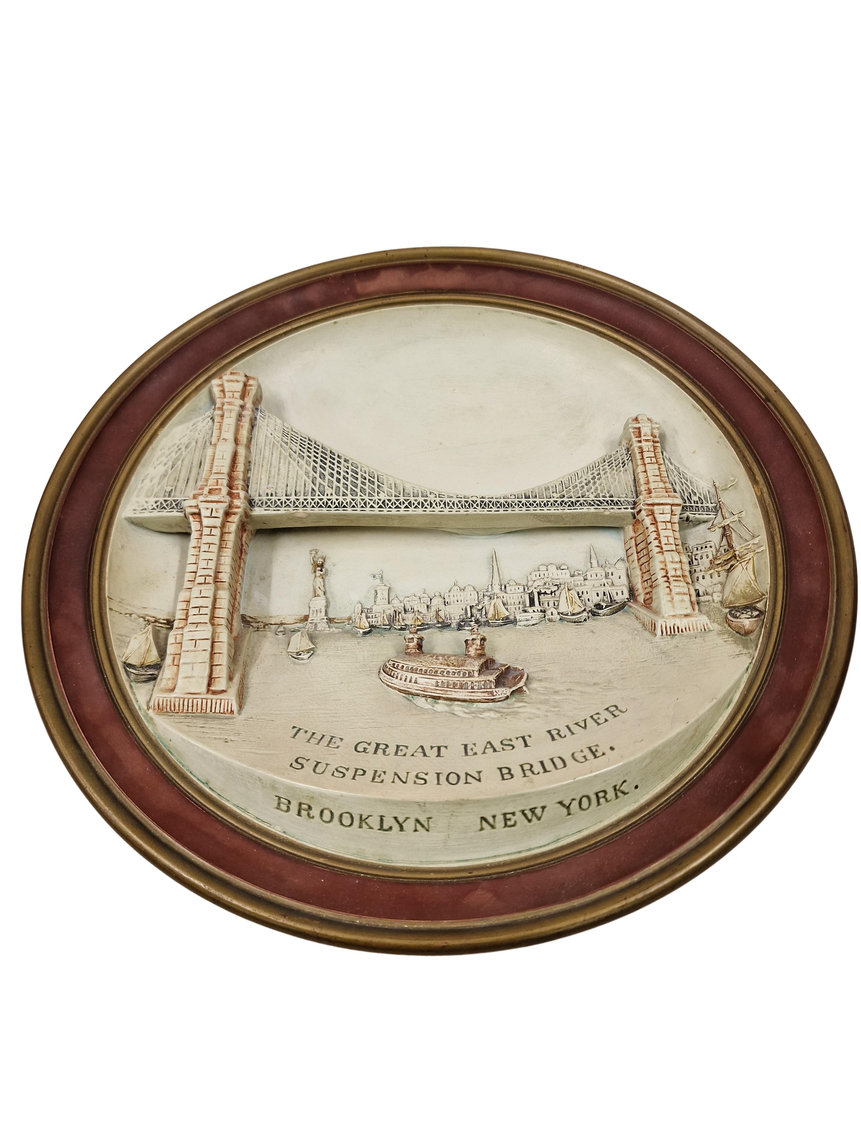 Wandplatte, New York, Brooklyn, Amerika-Geschichtsstatue der Freiheit, 3D, Maresch 1900 im Angebot 4
