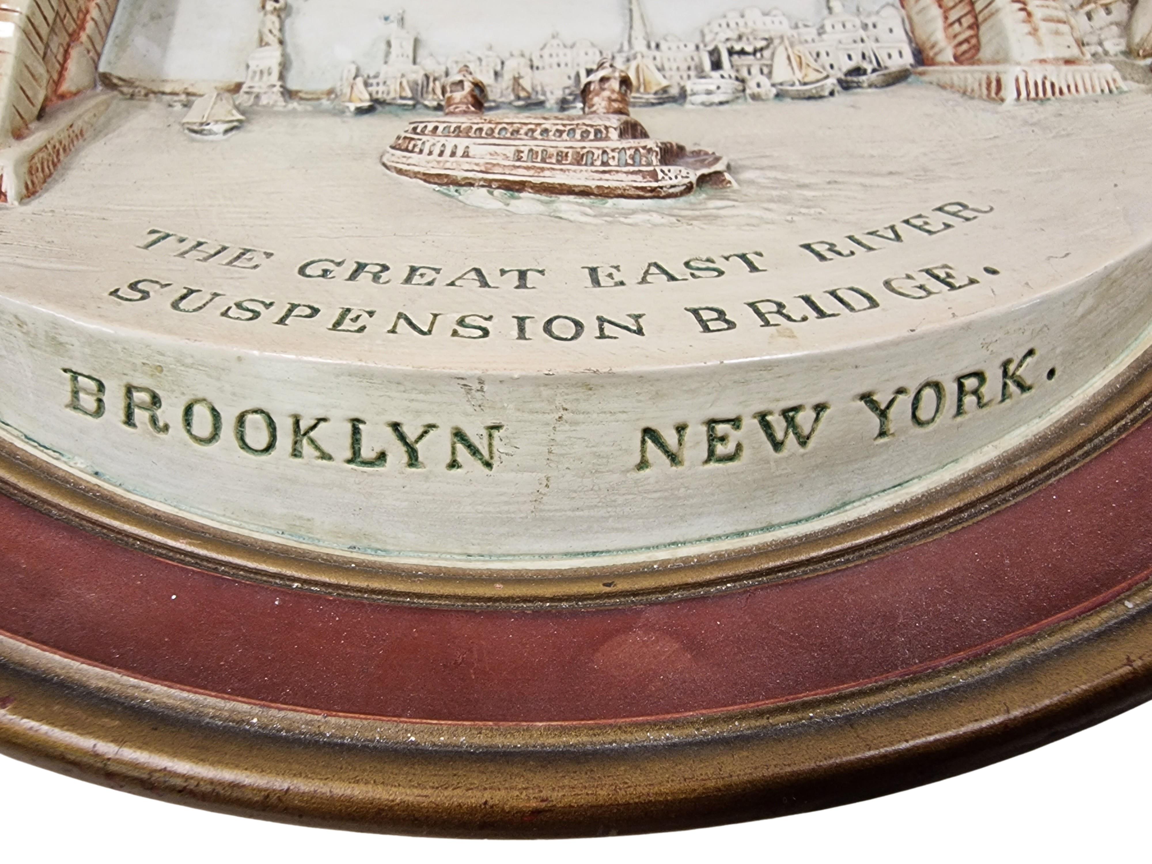 Austrian Wall plate New York Brooklyn America history statue of liberty, 3D, Maresch 1900 For Sale