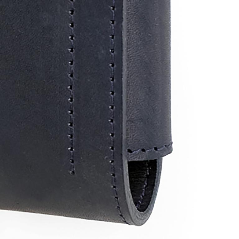 Navy Leather and Stainless Wall Pocket 12”x 1.5