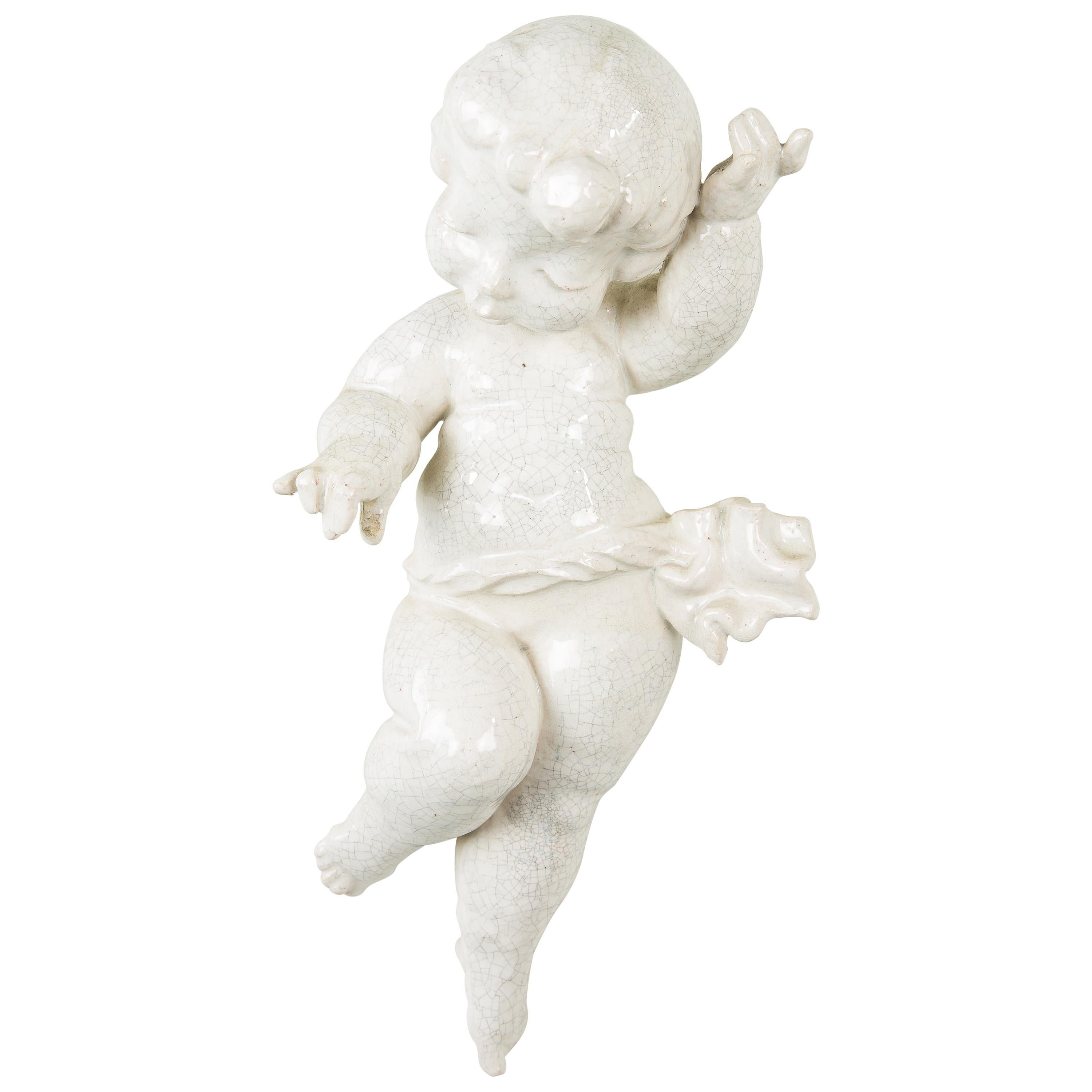 Wall Putto Ceramic Figurine, circa 1930s