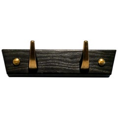 Wall Rack Model "Combino" Black Edition with Brass Hooks, Hafa, Sweden, 1950s