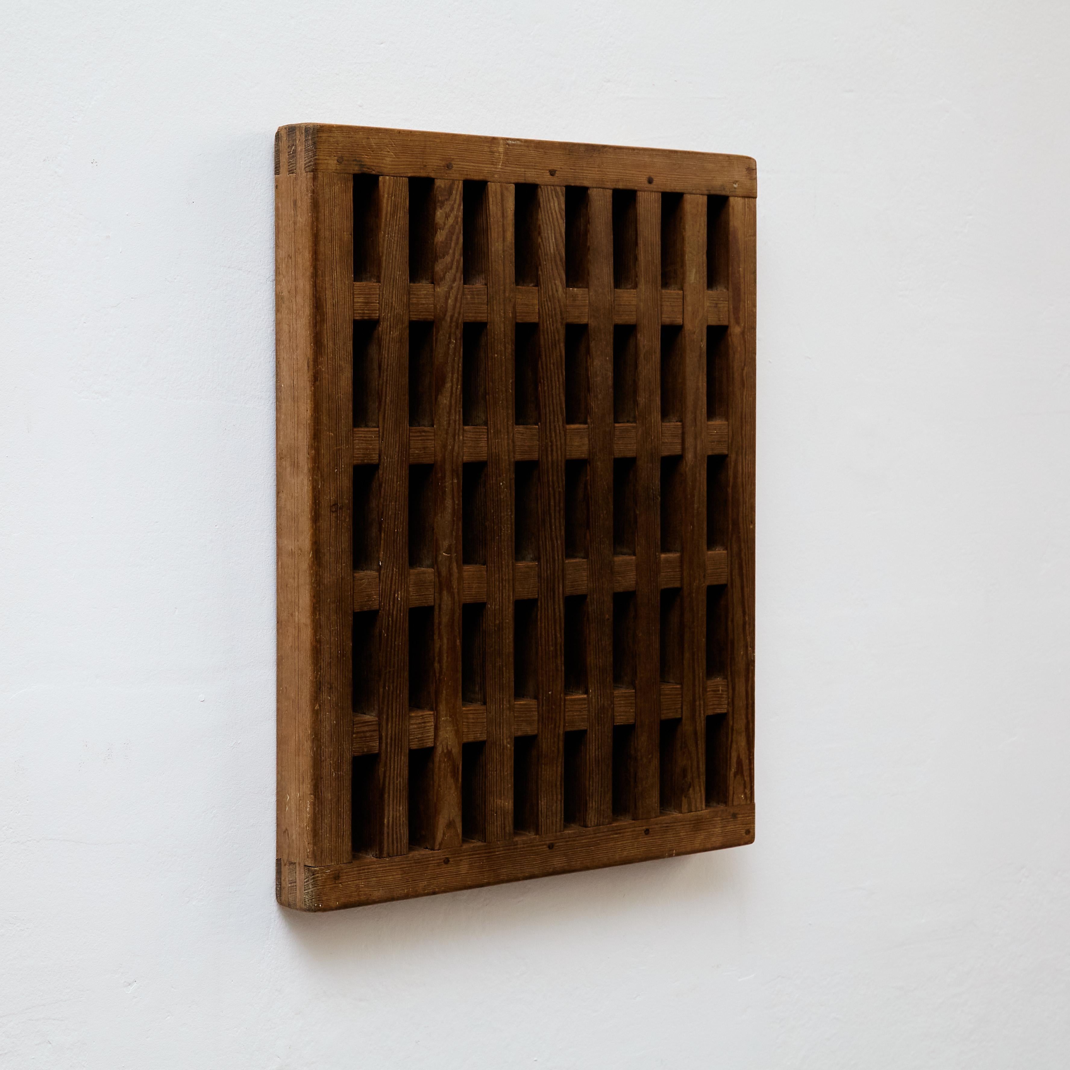 Wall Rationalist Wooden Decoration.    Manufactured in France, circa 1960.    In original condition with minor wear consistent of age and use, preserving a beautiful patina.    Materials:   Wood     Dimensions:   D 5.5 cm x W 46 cm x H 58cm.   