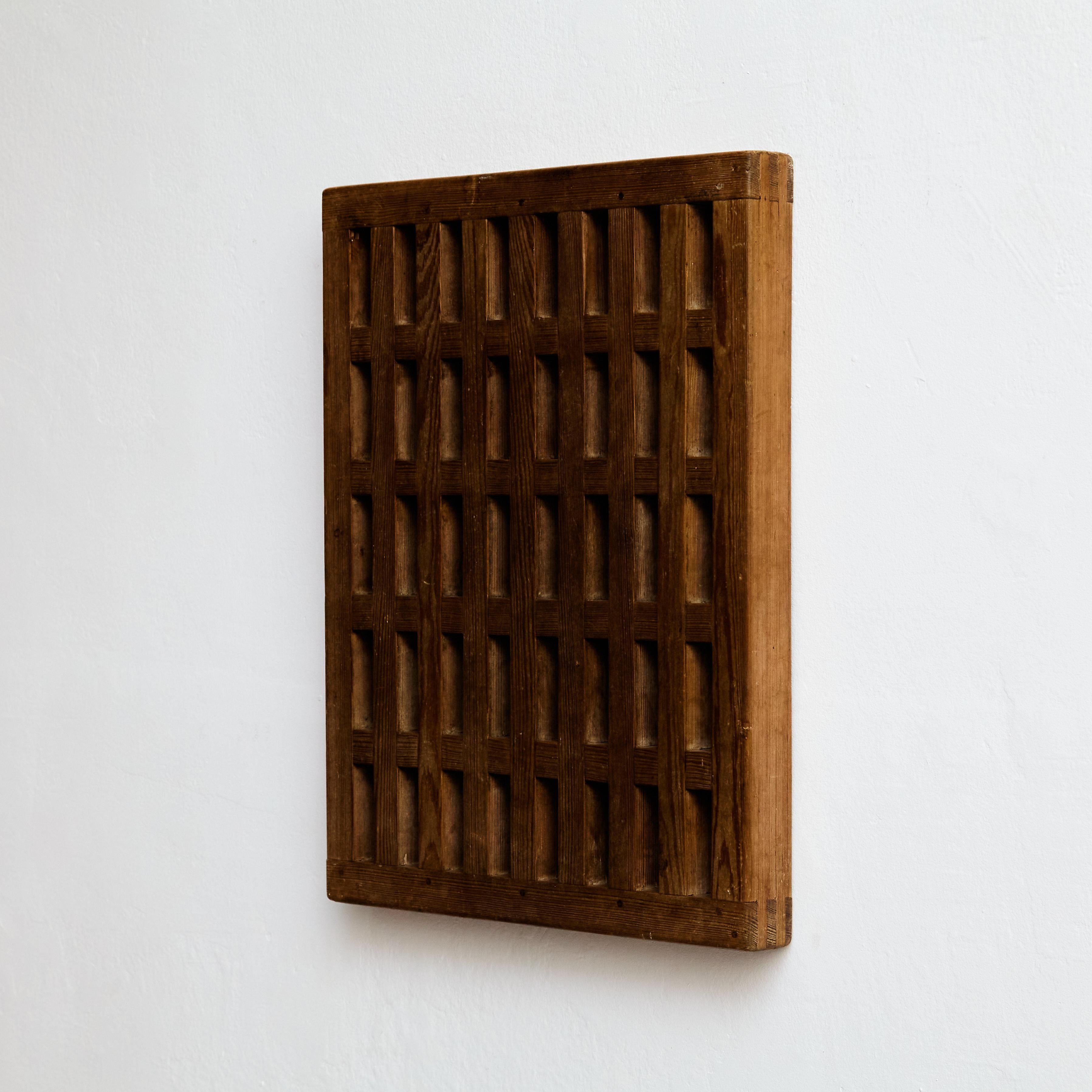 French Wall Rationalist Wooden Decoration, circa 1960 For Sale