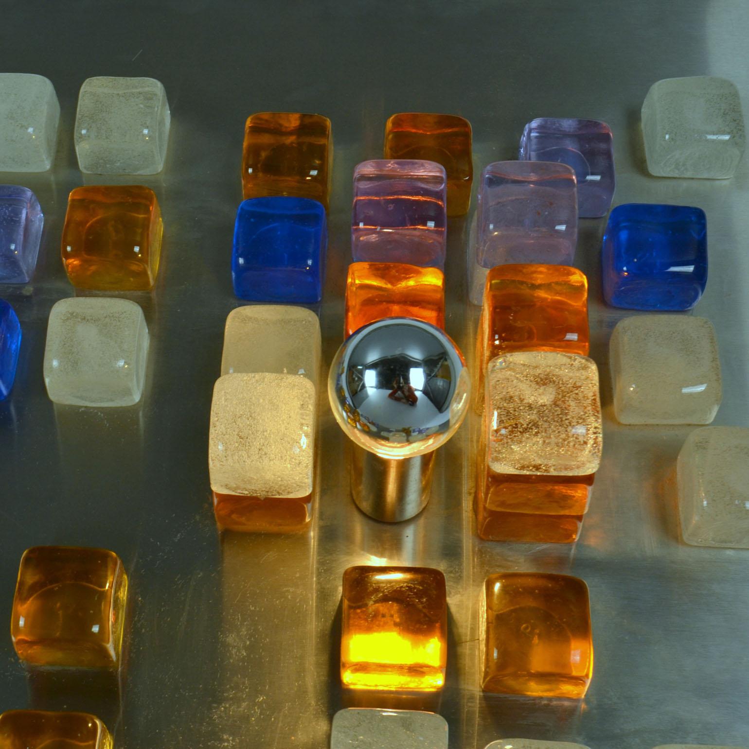 Poliarte Wall Art, applique murale de cubes de verre sur acier inoxydable par Albano Poli en vente 2