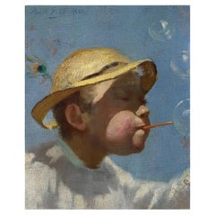 Wall Reproduction of the Painting "Le Petit Garçon aux Bulles" by Paul Peel