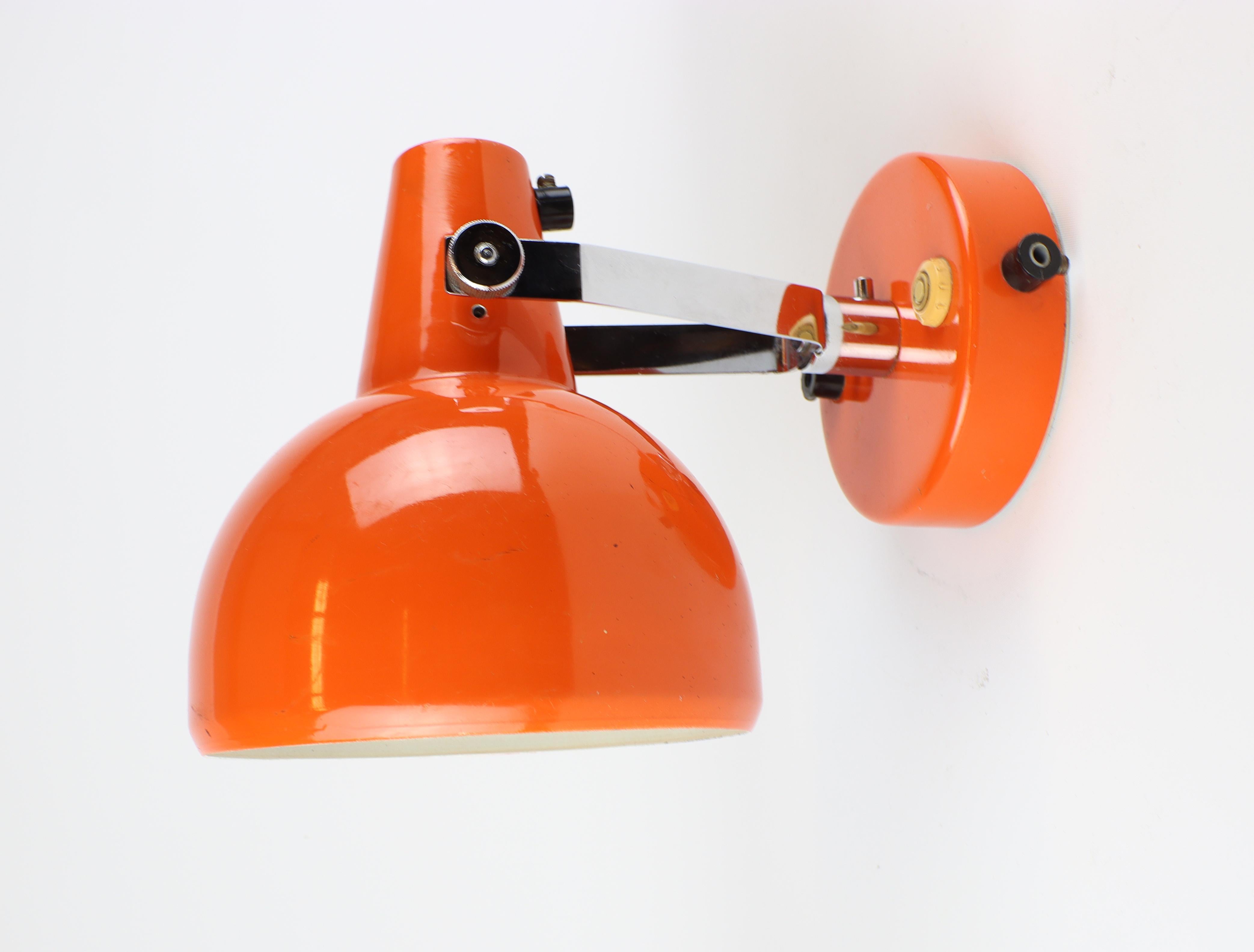 Wall Retro Orange Lamp In Good Condition In Brno, CZ