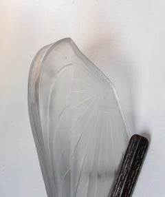 Aplique de Pared Art Decó Hierro Congelado y Vidrio Firmado EJG (J Gauthier) c. 1930  Francés
