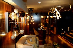 Wall Sconce Brass Frame Nickel or Brass Finish Glass Spheres Artistic Mosaic