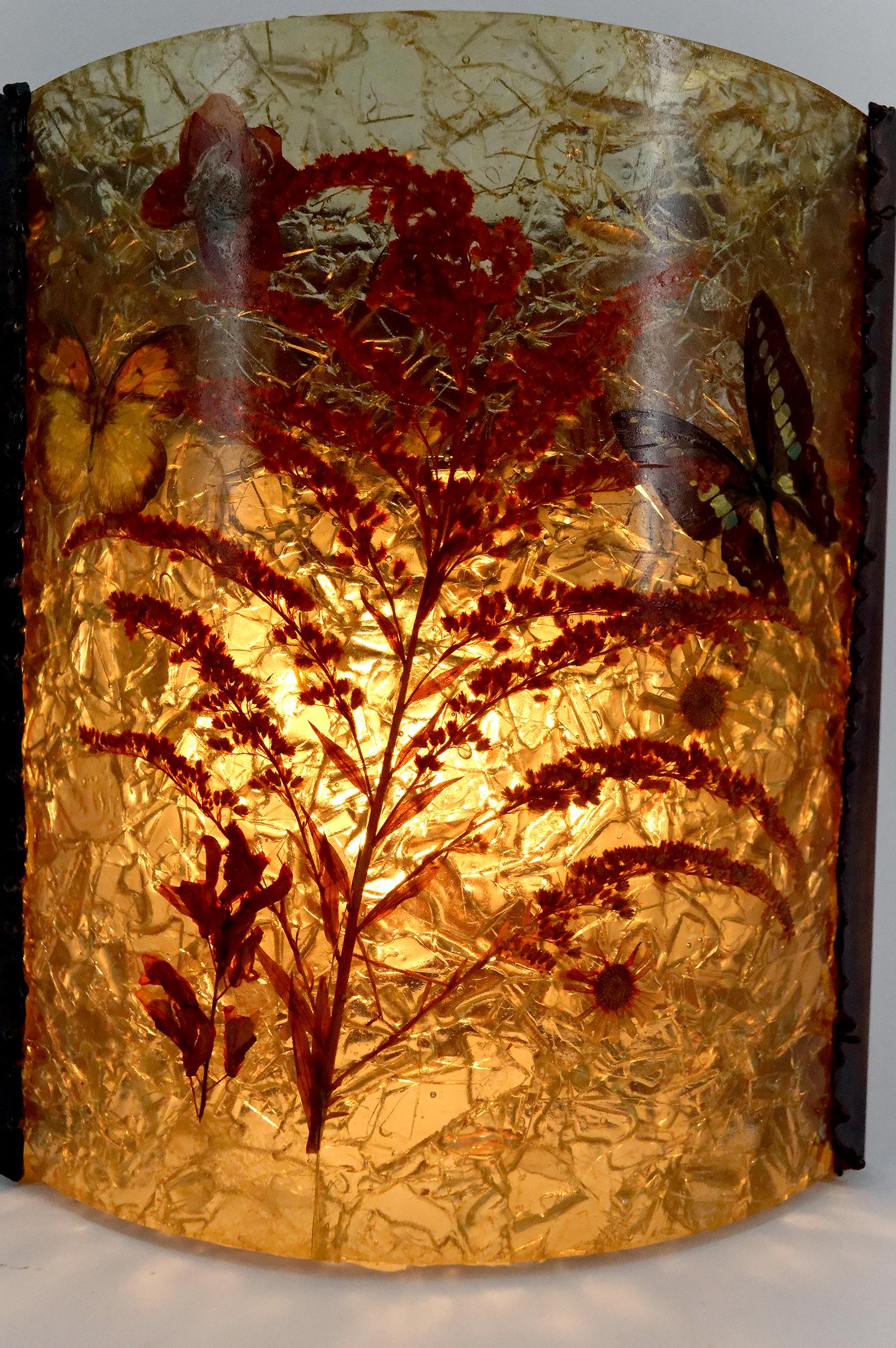 Aplique de los Potiers d'Accolay en cobre y resina fractal, Francia, 1970 en venta 2