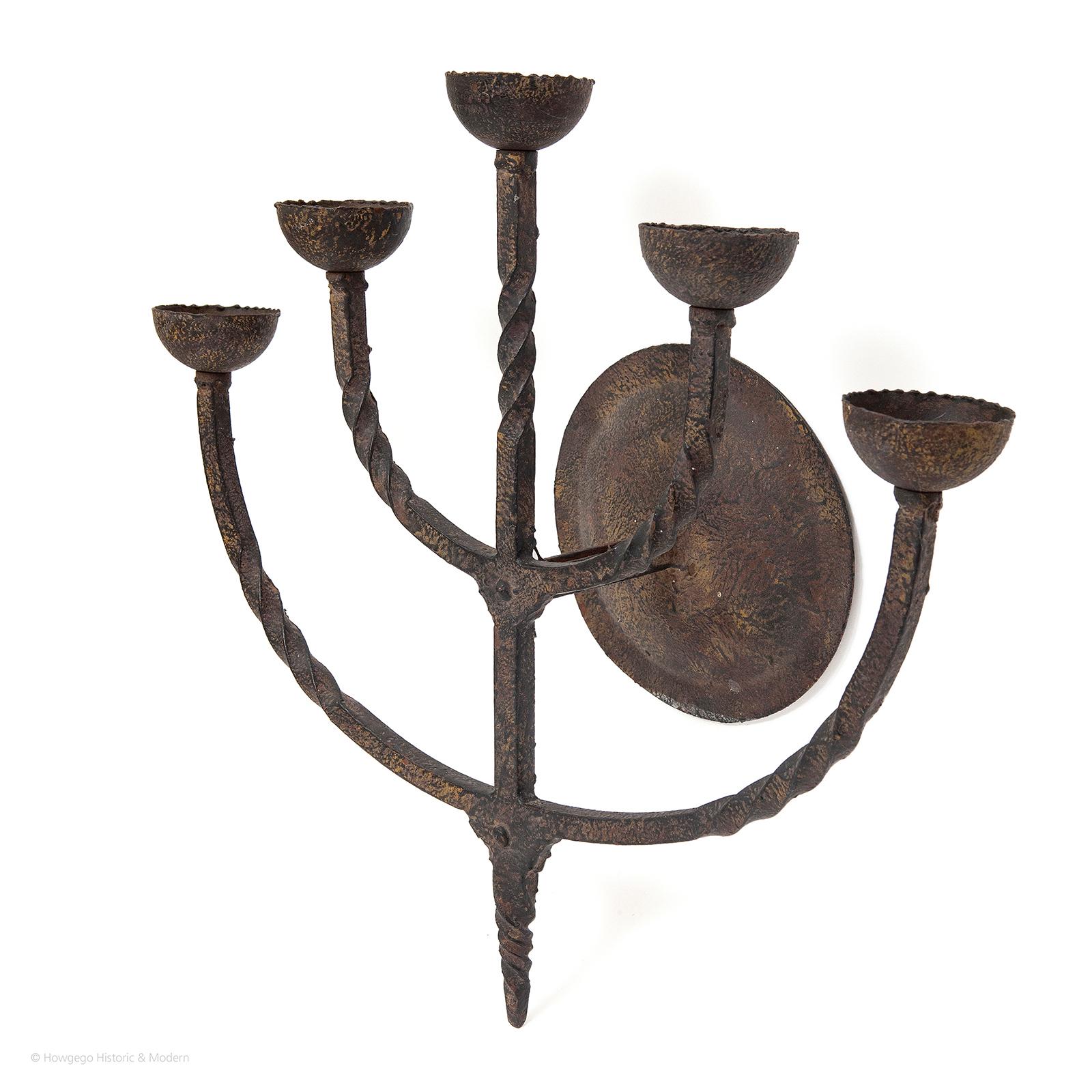 iron double arm candle wall sconce