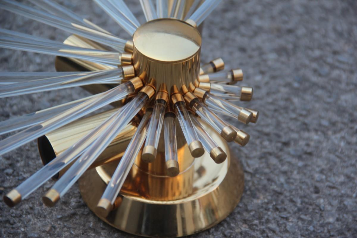 Mid-Century Modern Wall Sconce Gold Brass Stilkronen 1970 Italian Design Shell Crystal Part