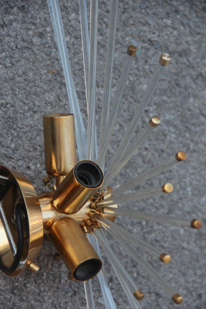 Wall Sconce Gold Brass Stilkronen 1970 Italian Design Shell Crystal Part 2