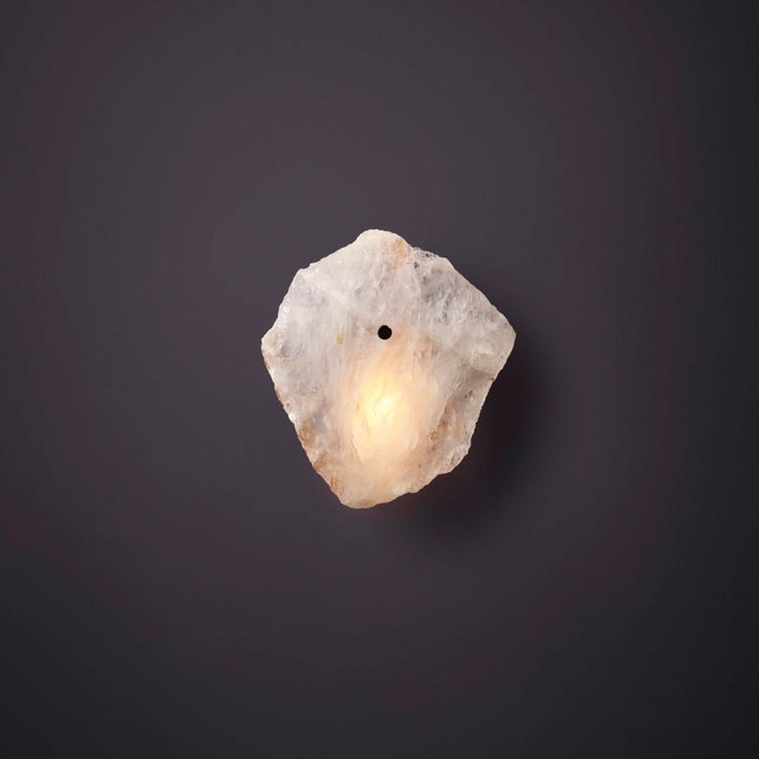 Australian Wall Sconce in Quartz with Brass Base - Petra I Mono by Christopher Boots For Sale