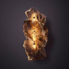 Wall Sconce in Quartz with Brass Base, Petra I Triple by Christopher Boots
