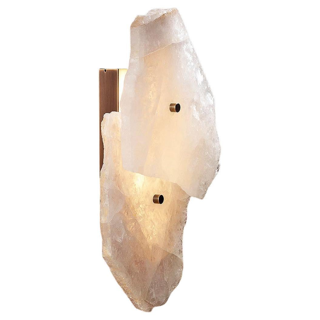Wall Sconce in Quartz with Brass Base - Petra I Twin by Christopher Boots