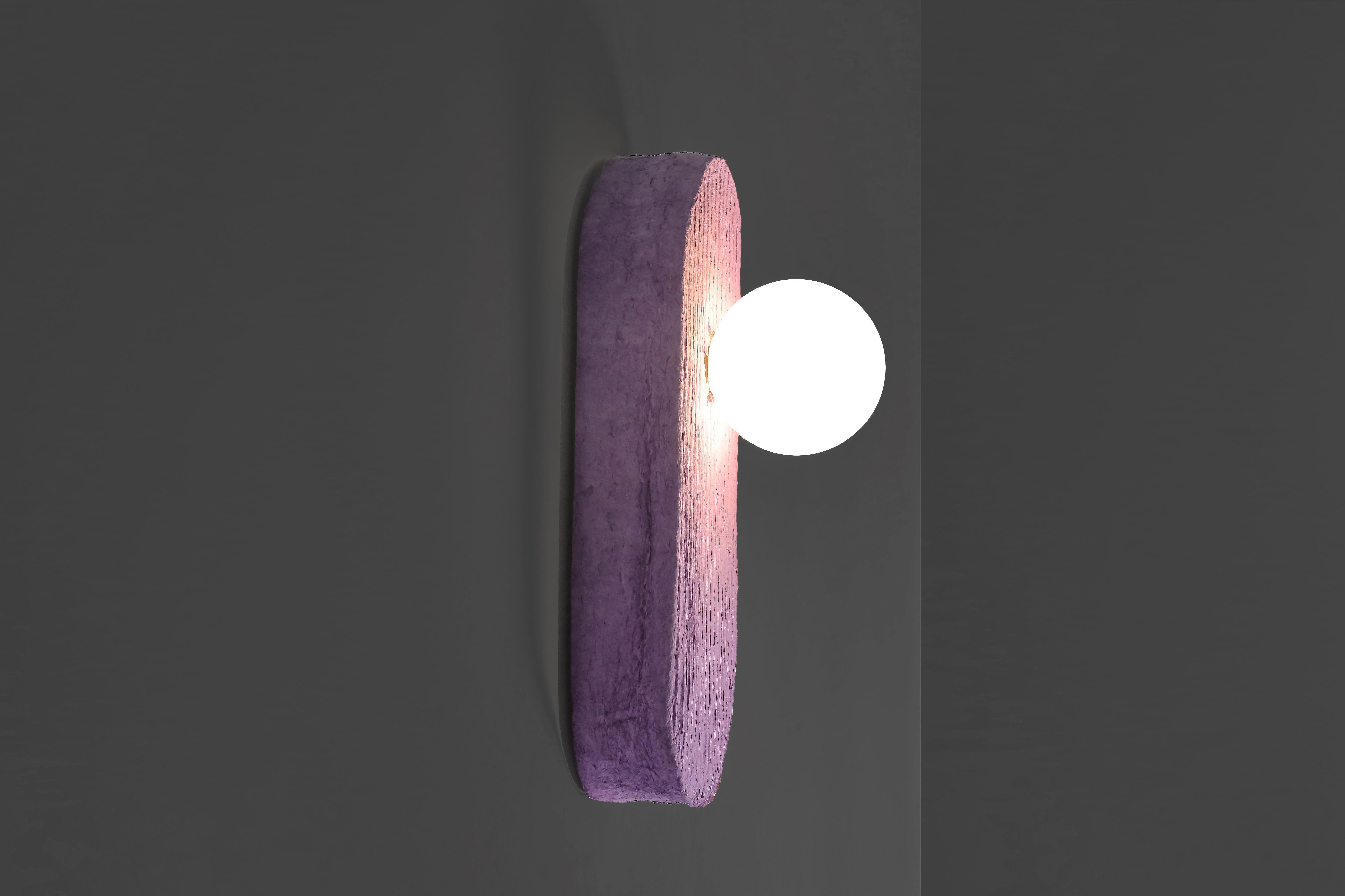 Italian Wall sconce lamp purple Pillo, paper & glass made in Italy by A.Epifani in stock For Sale