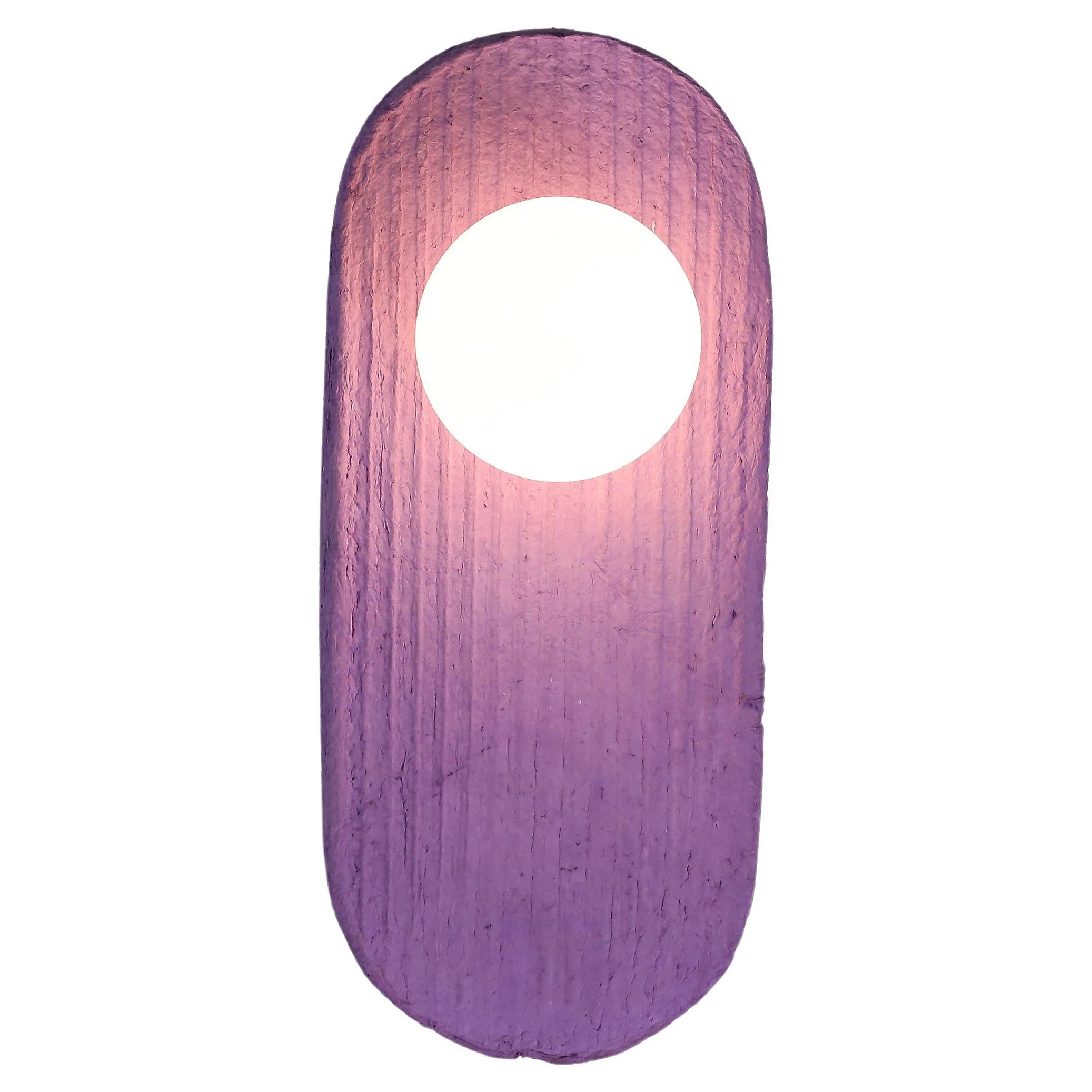 Wall sconce lamp purple Pillo, paper & glass made in Italy by A.Epifani in stock