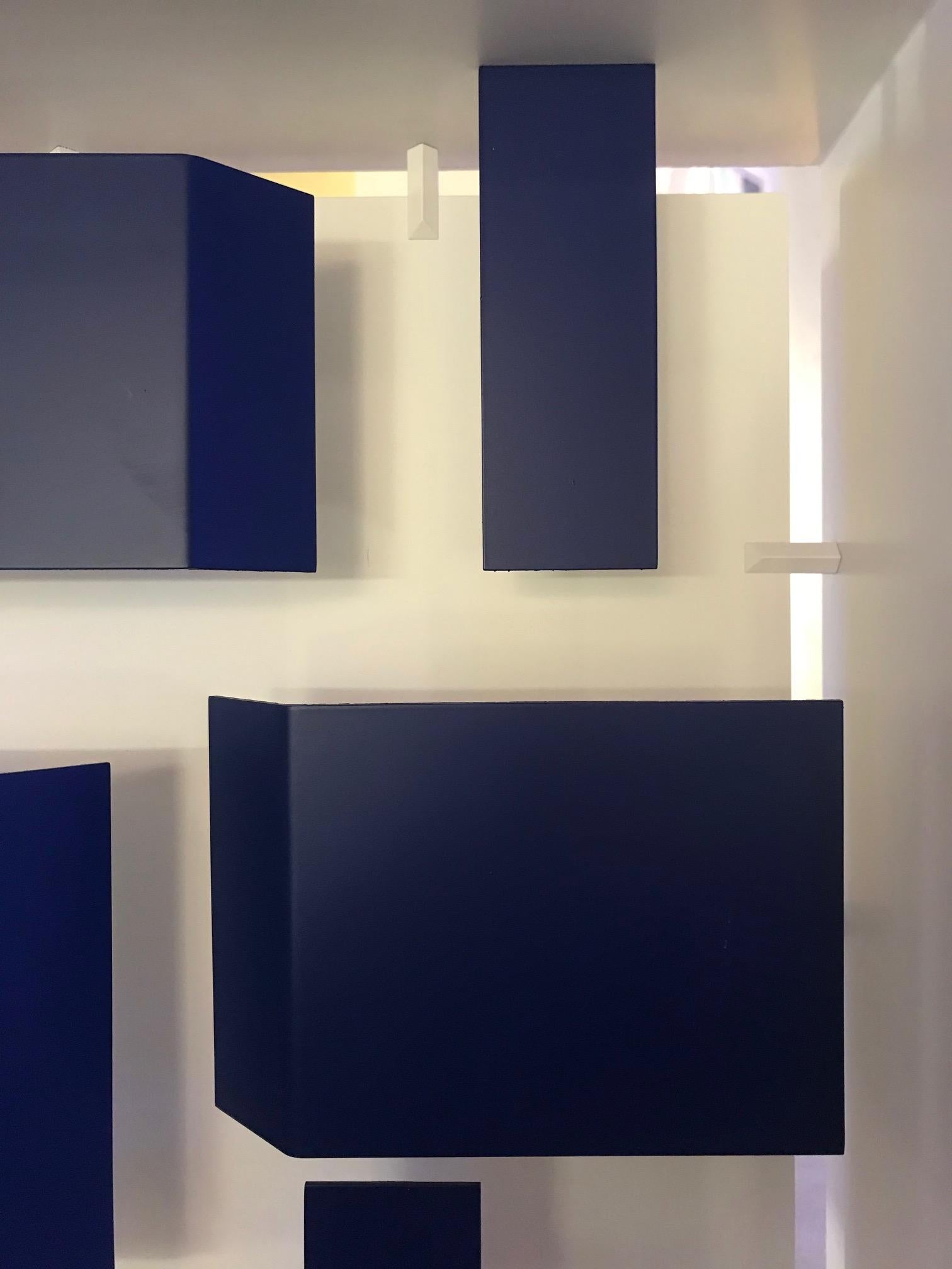 Italian Wall Sconce Screen of Light by Gio Ponti Italy Limited Edition Varnished Blue For Sale