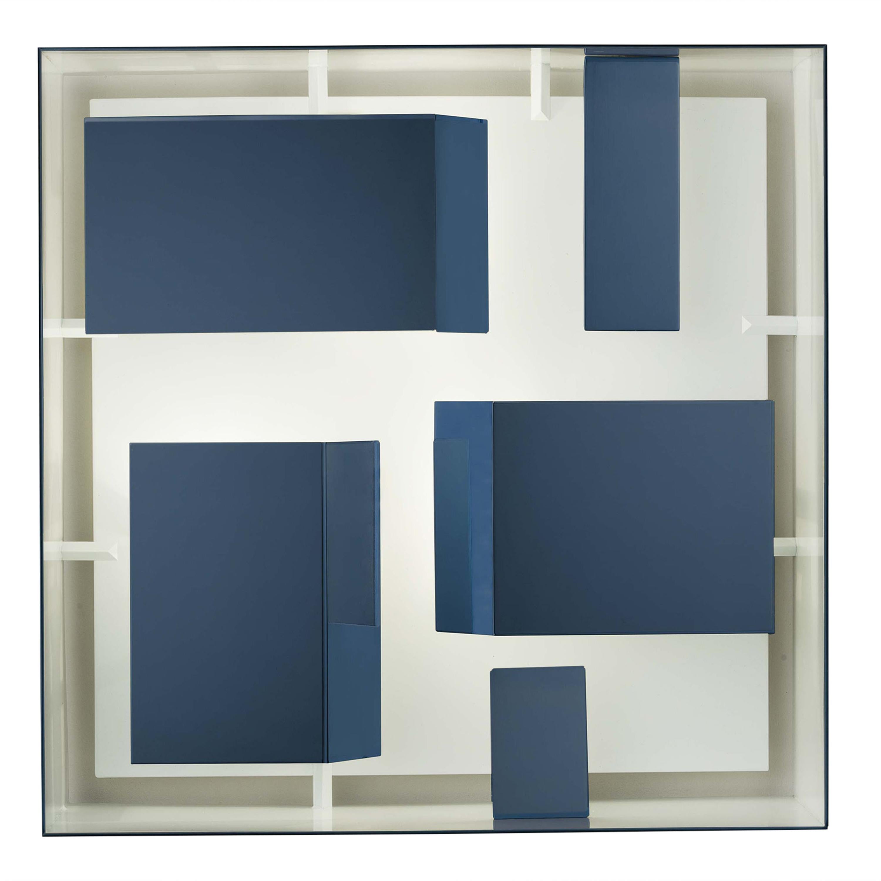 Wall Sconce Screen of Light by Gio Ponti Italy Limited Edition Varnished Blue For Sale