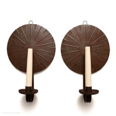 Wandleuchte Zinn kreisförmig einarmig Illustrierte MöbelTreasury WallaceNutting