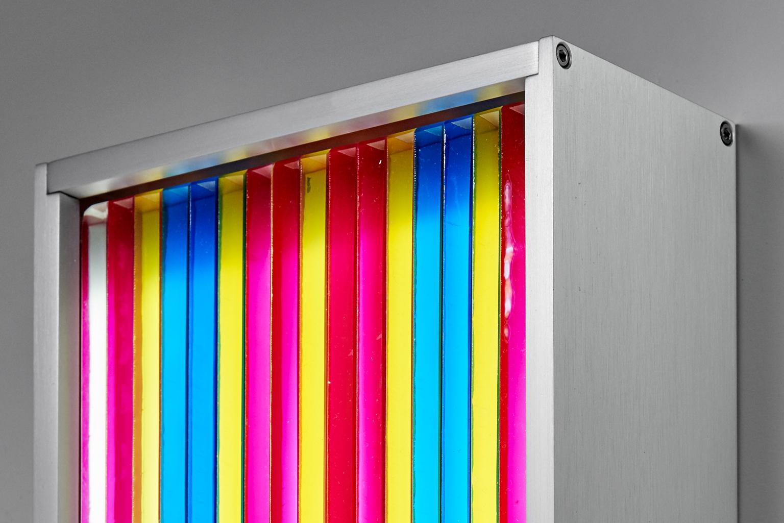 Modern Colorful Contemporary Glass & Aluminum LED Wall Sconce Light For Sale