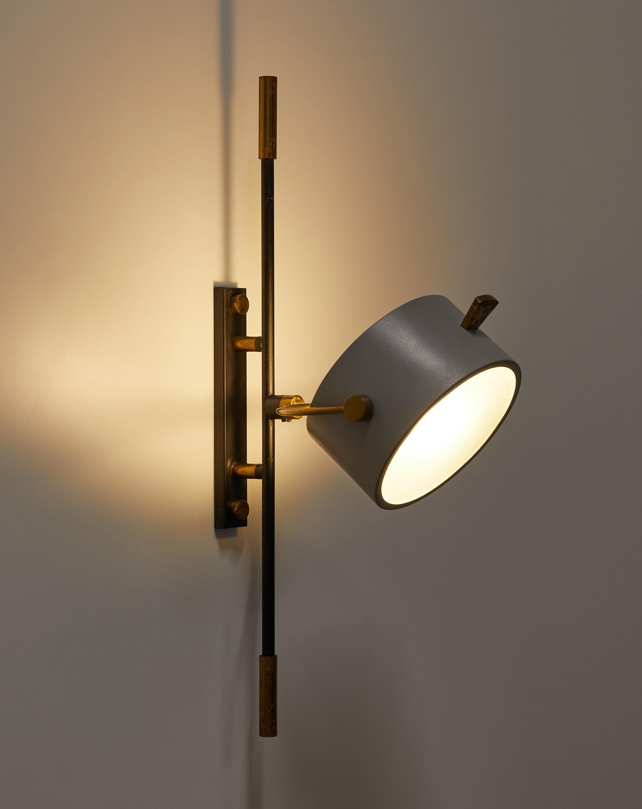 Mid-Century Modern Wall Sconce with Lens Shaped Reflector by Maison Lunel, France, 1950