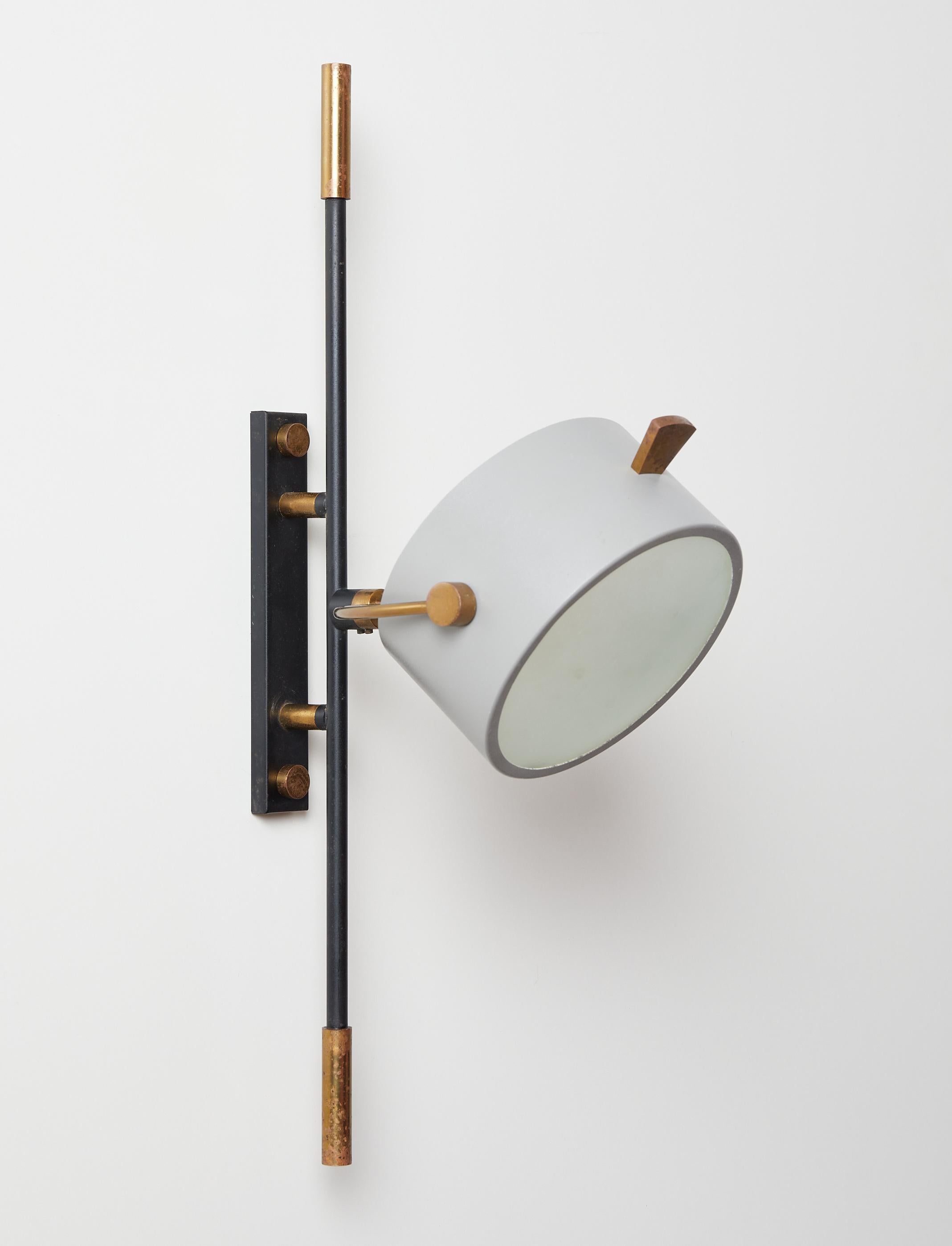 Mid-20th Century Wall Sconce with Lens Shaped Reflector by Maison Lunel, France, 1950