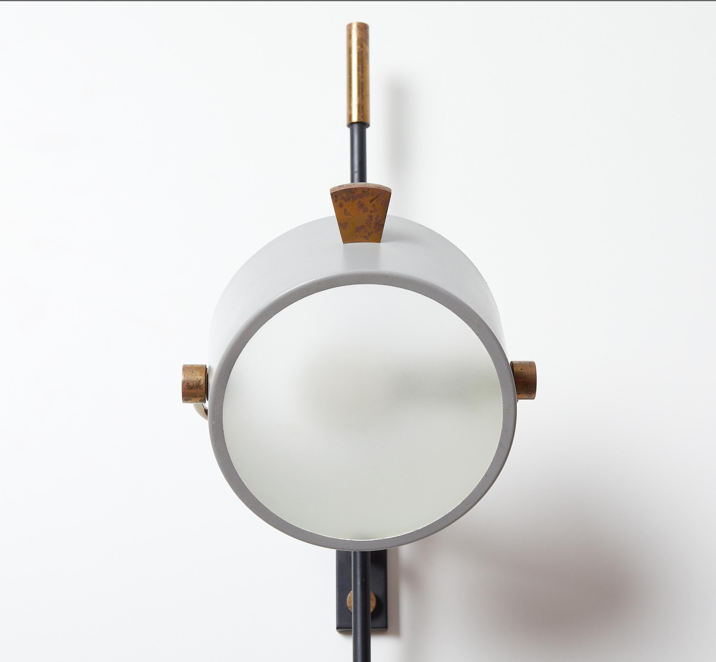 Wall Sconce with Lens Shaped Reflector by Maison Lunel, France, 1950 1
